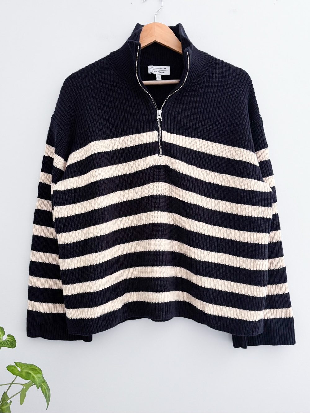 & Other Stories striped half zip sweater